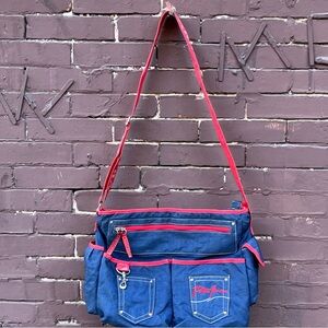 Blue and Red Shoulder Bag